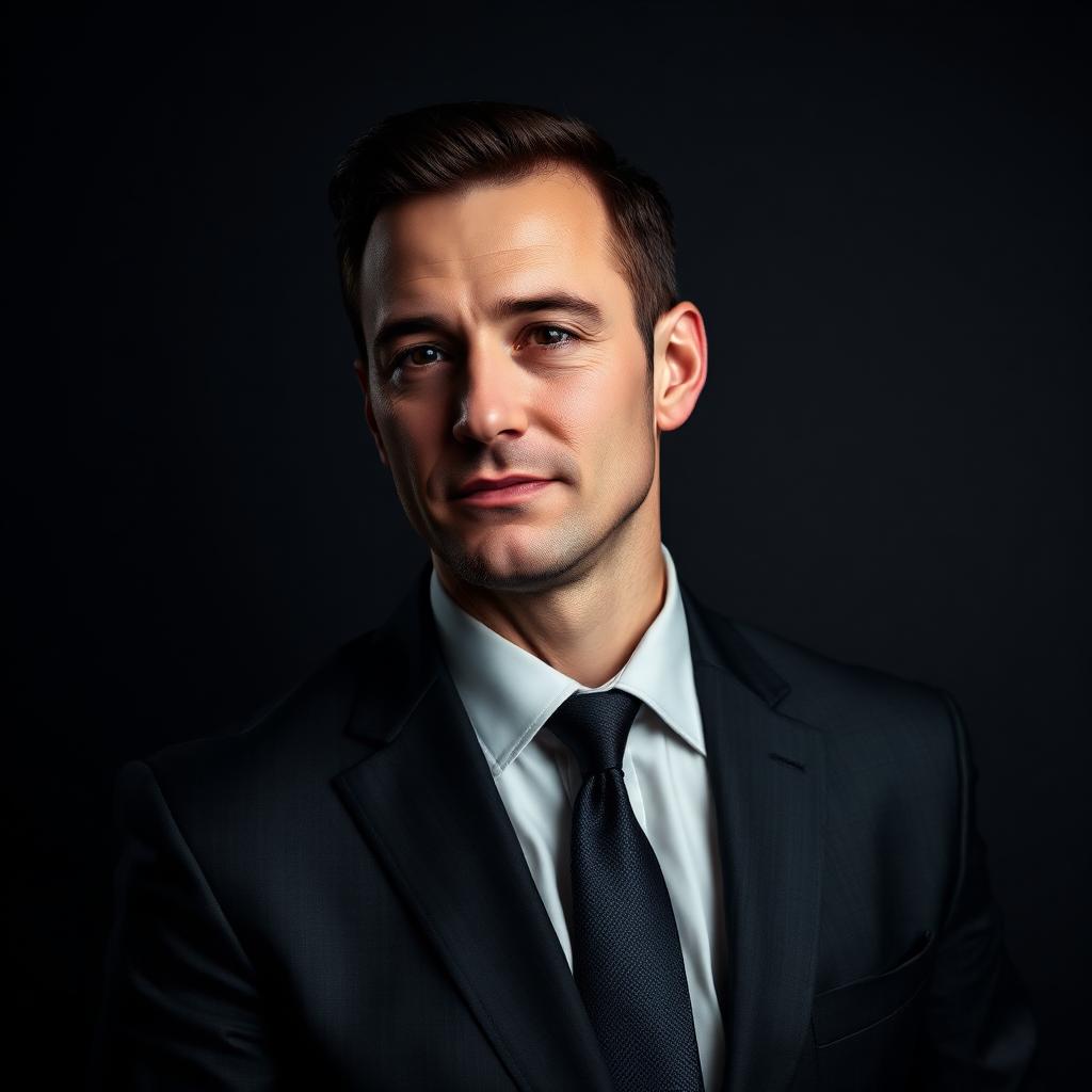 Executive headshot in charcoal suit